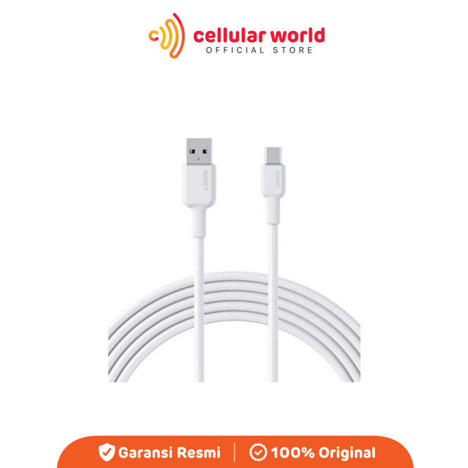 Aukey CB-NAC1 Cable A TO C Braided Nylon 1M - White [Garansi Resmi]