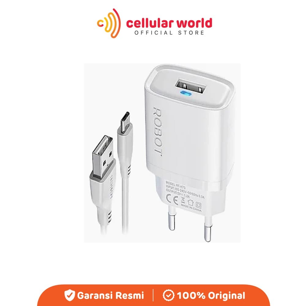 ROBOT RT-K7S Travel Adapter USB-A Micro USB LED Original