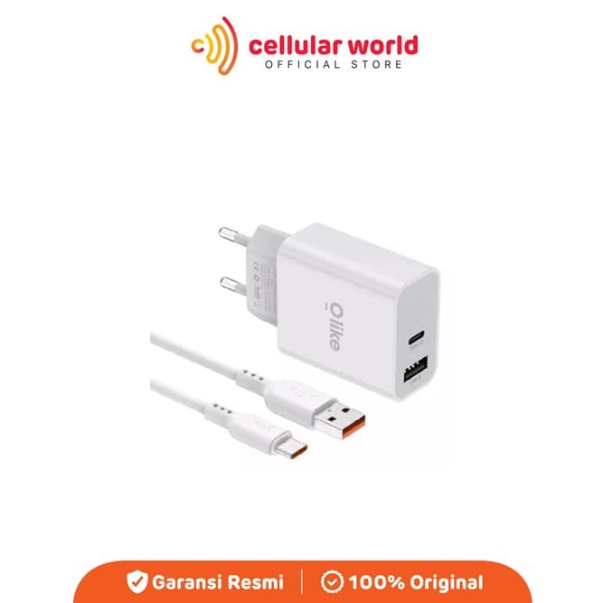 Olike C203M Travel Charger Set Duo 1A1C USB-A To Micro Cable White [Garansi Resmi]