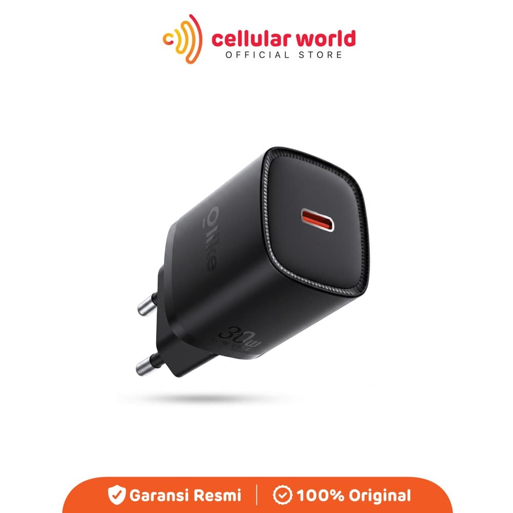 Olike S30CC Travel Charger Set Super Si II 30W USB-C PD Fast Charging Kabel USB-C to USB-C 1M - Black [ Garansi Resmi ]